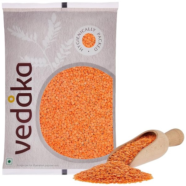 Vedaka Popular Red Masoor Dal Split, 2kg|Rich in Protein|No Cholesterol|No Additives