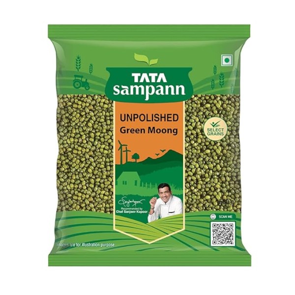 Tata Sampann Unpolished Green Moong Dal (Whole), 500g