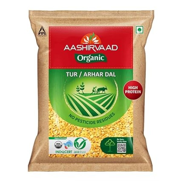 Aashirvaad Nature's Super Foods Organic Arhar/Tur Dal Pouch, 1 kg