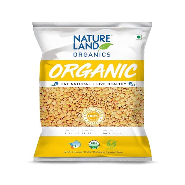 Natureland Organics Arhar/Toor Dal 1 Kg - Organic Healthy Pulses