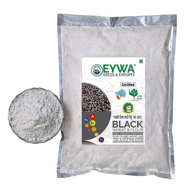 BLACK WHEAT FLOUR (5 KG) for eating and cooking | kale gehu ka atta | Produce of India from Organic Farms | BY EYWA