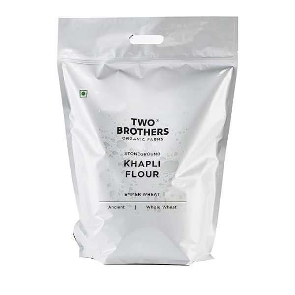 Two Brothers Organic Farms - Khapli Wheat Flour (5kg) | Wheat Flour | High Dietary Fiber for Easy Digestion | Stoneground Emmer Wheat Flour | Khapli Atta