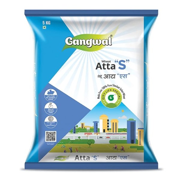 Gangwal Chandrausi Aata (Atta S) - 5KG | 100% MP Sharbati Wheat Flour Chakki Fresh Atta