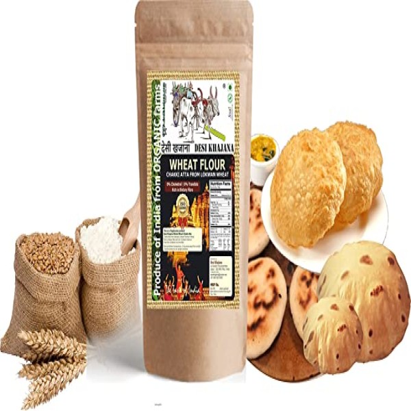 DESI KHAJANA Wheat Flour (Premium Lokwan) - 5kg | Produce of Organic Farms of India