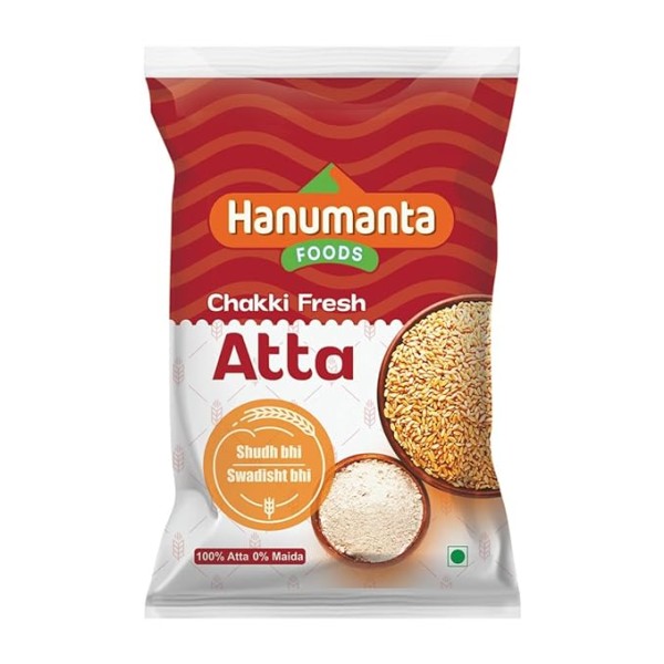 Hanumanta Foods Chakki Fresh Atta 100% Whole Wheat Atta, 0% Maida (10 KG)