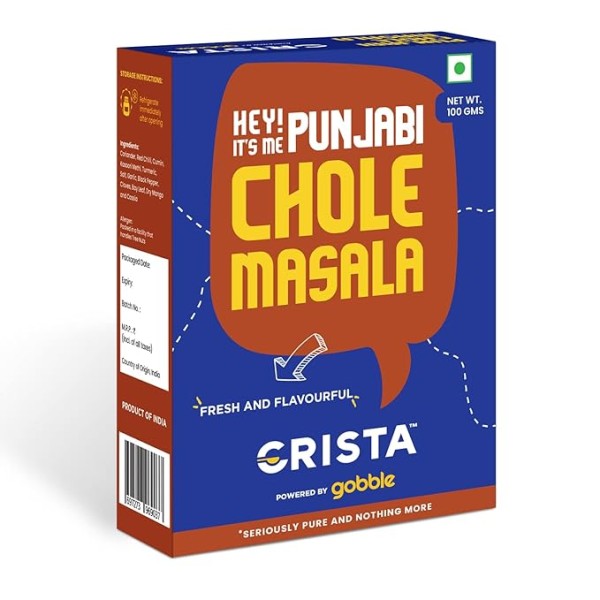 CRISTA Punjabi Chole Masala | Amritsari Channa Mixed Spice Blend | No Added Sugar | Vegan | Zero added Colours, Fillers, Additives & Preservatives | 100 gms