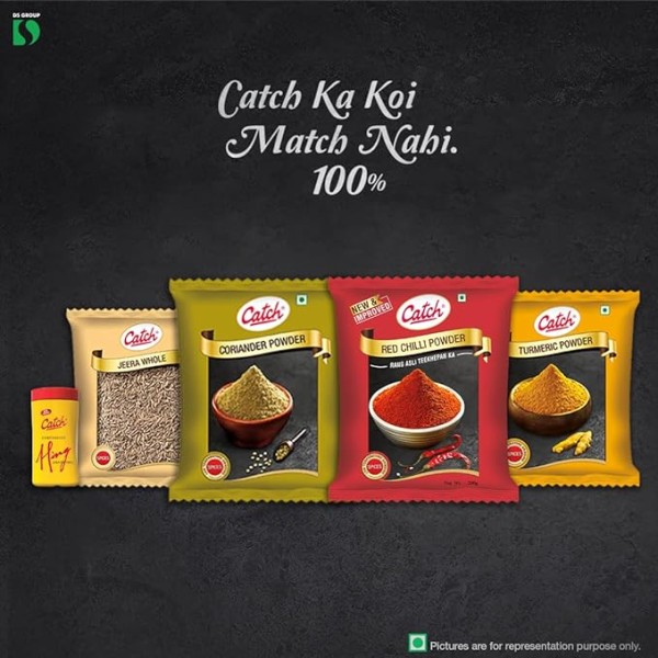 Catch Masala Combo Coriander Powder 200 GMS + Turmeric Powder 200 GMS + Red Chilli Powder 200 GMS + Cumin Whole 200 GMS + Hing 50 GMS(Pack of Five) - Masala/Spice Combo