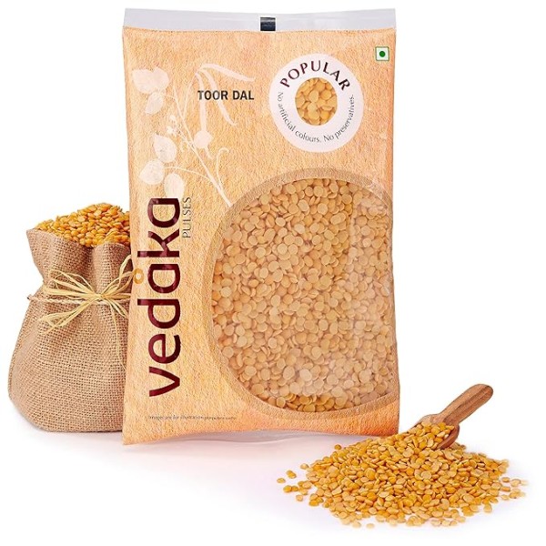 Vedaka Popular Toor Dal, 1kg|Rich in Protein|No Cholesterol|No Additives