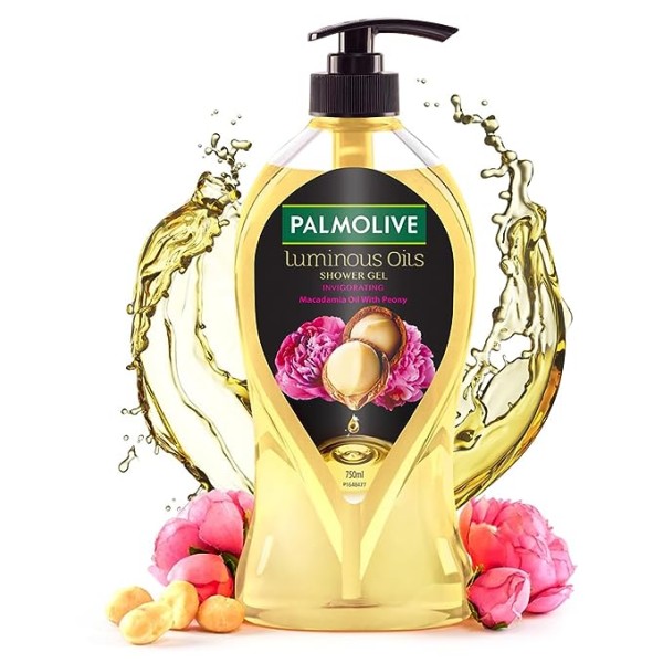 Palmolive Macadamia Oil & Peony Luminous Oils Invigorating Body Wash | Brightening & Moisturizing |Youthful skin | No paraben & silicones, pH balanced, Body Wash 750ml