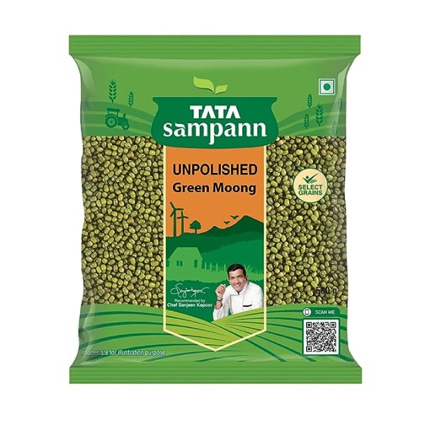 Tata Sampann Unpolished Green Moong Dal (Whole), 500g