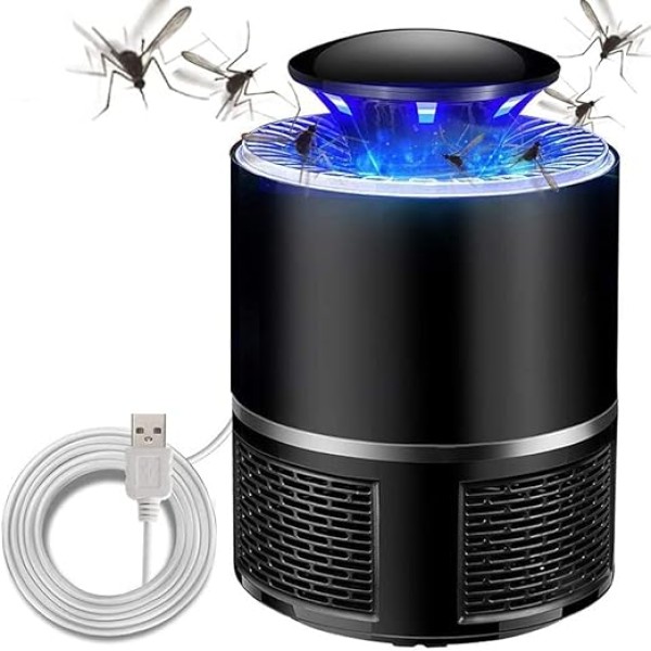 Keekos Killer Machine Bug Zapper,Rechargeable Mosquito Zapper, Mosquito Killer Lamp,Bug Zapper Indoor & Outdoor with USB Power Supply,Electronic (Round-Black)