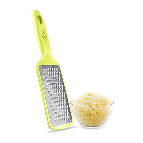 HomeBasics by Home Puff Stainless Steel Cheese Grater & Lemon Zester for Kitchen- Cheese, Lemon, Ginger, Garlic, Chocolate, Vegetables & Fruits Shredder with Protective Cover, Adrak Grater, Dishwasher Safe Flat