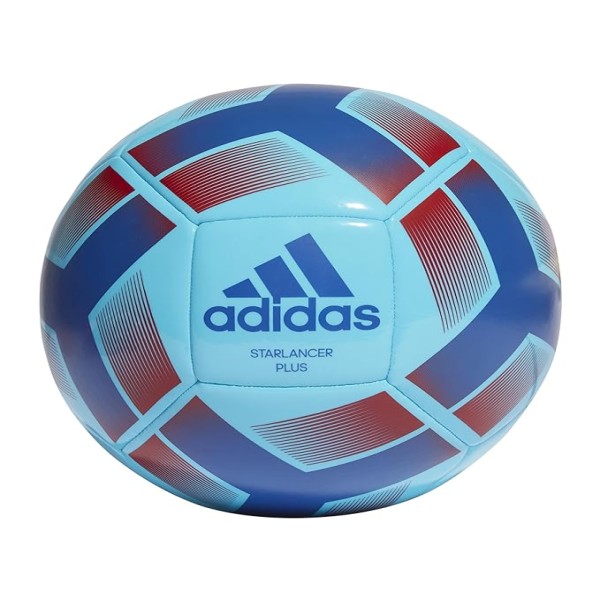 Adidas Starlancer Plus Machine Stitched Football, Bright Cyan/Royal Blue/Red - Size 5