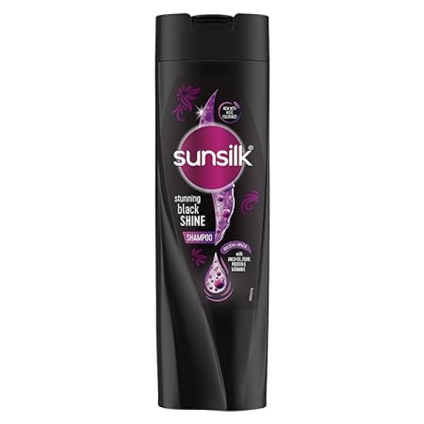 Sunsilk Stunning Black Shine Shampoo 360 ml, With Amla + Oil & Pearl Protein, Gives Shiny, Moisturised, Fuller Hair