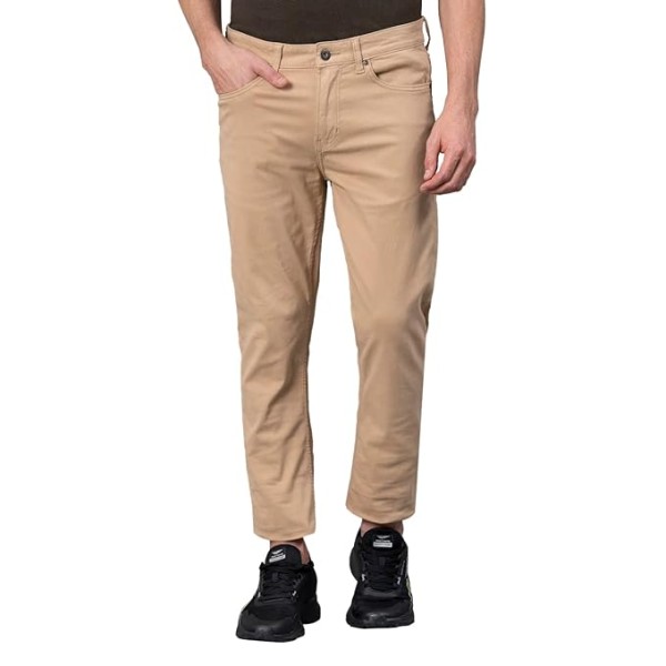 Red Tape Men's Grey Solid Washed Cotton Spandex Skinny Jeans
