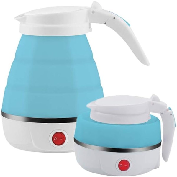 CLEMATIS Travel Foldable Electric 600ML Kettle Food Silicone Automatic Power off Insulation Storage Portable with Boil Dry Protection for Travelling, Office and Home Use (Multicolor)