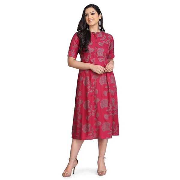 Rangavali Stylish Dress for Women | Western A-Line Maxi Long Gown for Womens | Cotton Dresses for Ladies | 1 Piece | Maroon