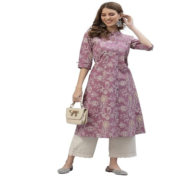 Stylum Women's Floral Print Rayon A-Line Kurta