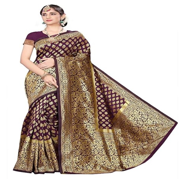 neeah Women's Woven Jacquard Banarasi Silk Saree With Unstitched Blouse Piece (s025_5.50meter)