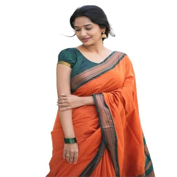 SGF11 Women's Kanjivaram Soft Silk Saree With Blouse Piece