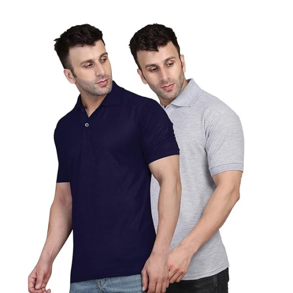 Visit the INKKR Store INKKR Men's Combo Polo Neck Cotton Blend Solid T-Shirt (Pack of 2)