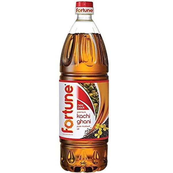Fortune Premium Kachi Ghani Pure Mustard Oil, 1Litre PET Bottle