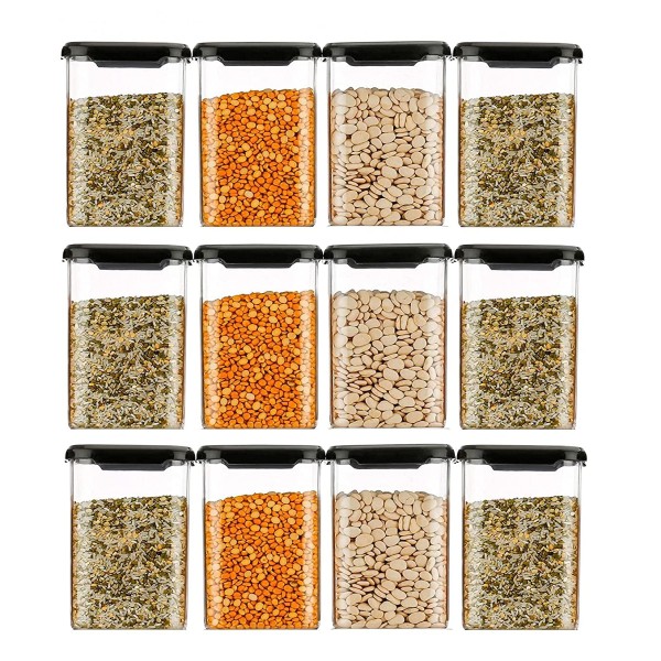 LINEAR 1100 ML Square Airtight Storage Jar and Container organizer | Kitchen Accessories Items | kitchen containers set | plastic containers for home and kitchen storage boxes set Of (6)