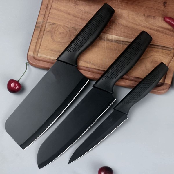 ZELKEY Stainless Steel 3 Pieces Professional Kitchen Knife Set, Meat Knife, Chef's Knife with Non-Slip Handle Sharp Manual Sharpening for Home Kitchen and Restaurant