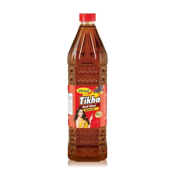 Vimal Tikha Kachi Ghani Mustard Oil (1 L Bottle)