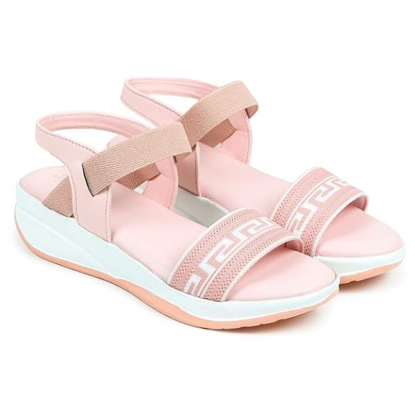 HimQuen Girl's Stylish Wedges Sandal Ankle Striped Design Sandal For Women/Girls