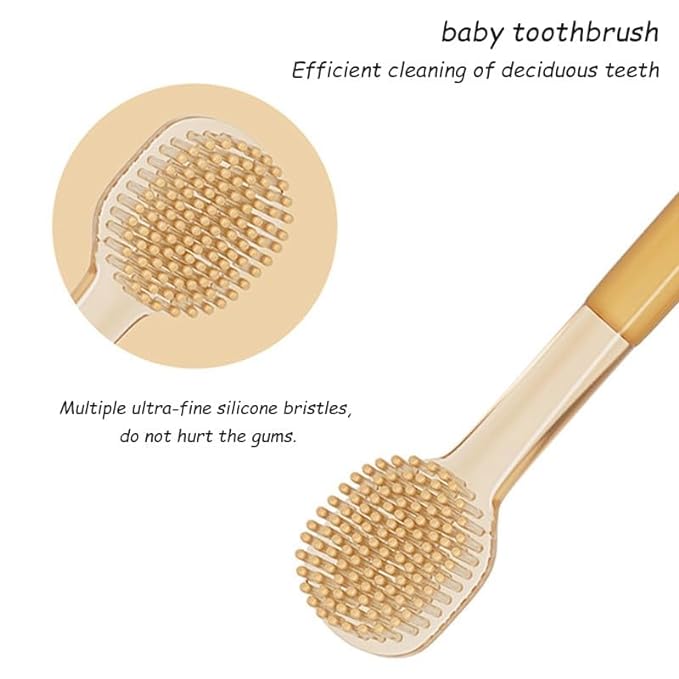 BYKOINE 3 In1 Baby Silicone Toothbrush Set,Baby Toothbrush and Baby Tongue Cleaner for Toddler Oral Care, Soft Silicone Toothbrush (Pack Of 01)