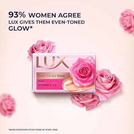 Lux Even-Toned Glow Bathing Soap infused with Vitamin C & E For Superior Glow Offer Pack of 8 x 150g