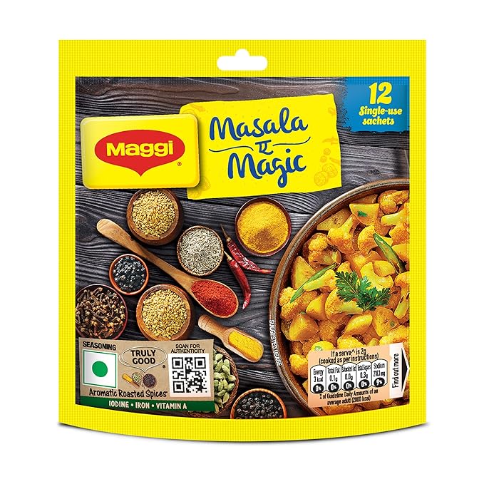 MAGGI Masala-ae-Magic Vegetable Masala, 72g Pouch (6g x 12 Sachets) | All in One Masala for Dry Vegetables, Paneer, Dal & more
