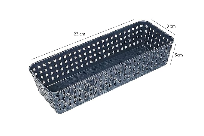 KSP HOME Plastic (pack of 6) Multipurpose Desk Organizer Tray Office Drawer Dividers Storage Bins for Kitchen, Bathroom, Office, Makeup, Bedroom Dresser, Craft Basket Rack Multicolour (23×8×5 cm)