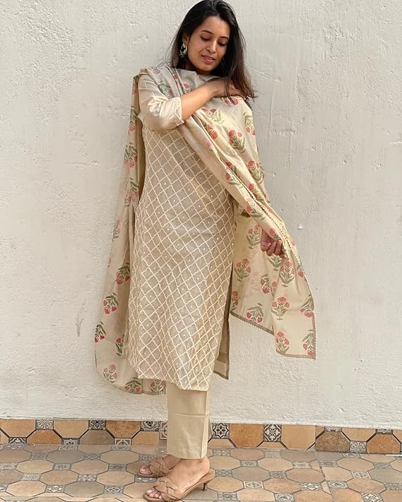 GoSriKi Women Kurta with Pant & Dupatta