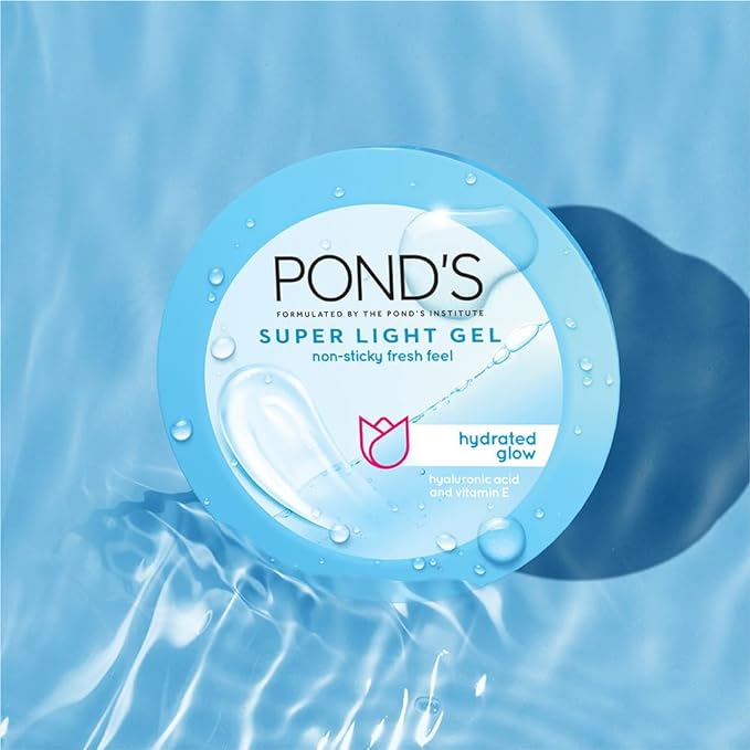 POND'S Super Light Gel Oil Free Face Moisturizer 100g, With Hyaluronic Acid & Vitamin E for Fresh Glowing Skin & 24 hr Hydration - Daily Use