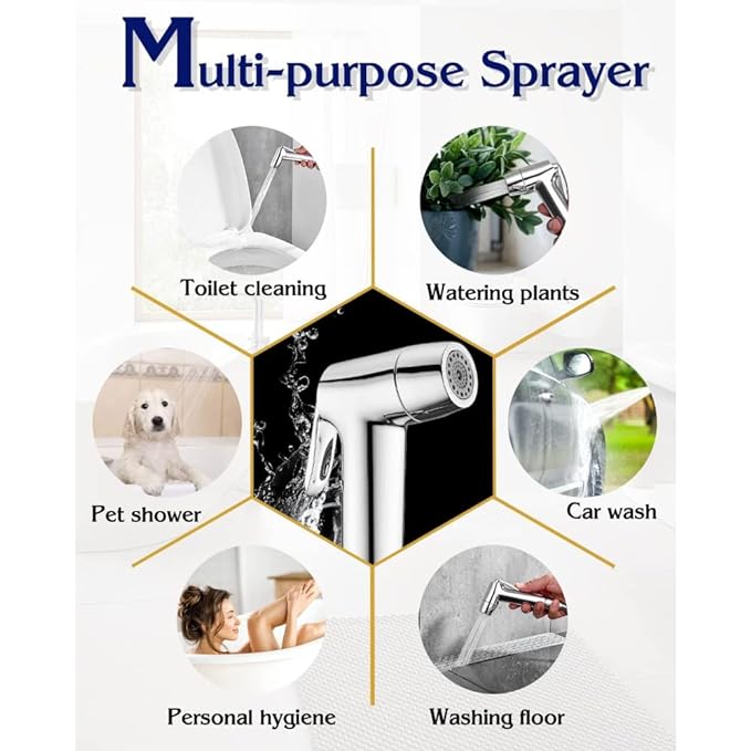 KRYSTAL Bathroom Jet Spray For Toilet - Health Faucet For Toilet - Hand Faucets - Premium Chrome Finish - Sink Sprayer - Easy Grip, Leak Proof, Wash Bidet, Only Head, Acrylonitrile Butadiene Styrene