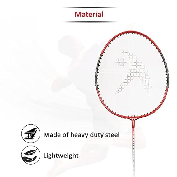 Hipkoo Sports Standard Aluminum Badminton Rackets Set of 4| Wide Body Shuttle Bat with Cover, 3 Shuttles and Net| Ideal for Beginner| Lightweight and Sturdy| Red