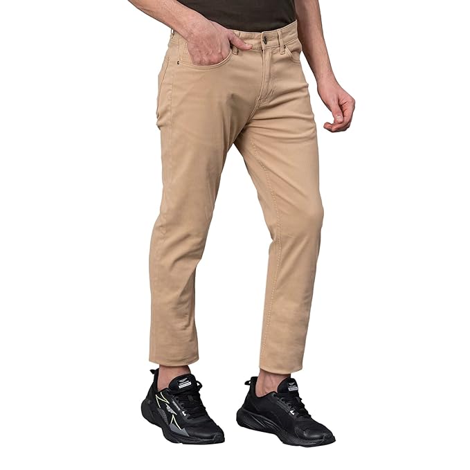 Red Tape Men's Grey Solid Washed Cotton Spandex Skinny Jeans