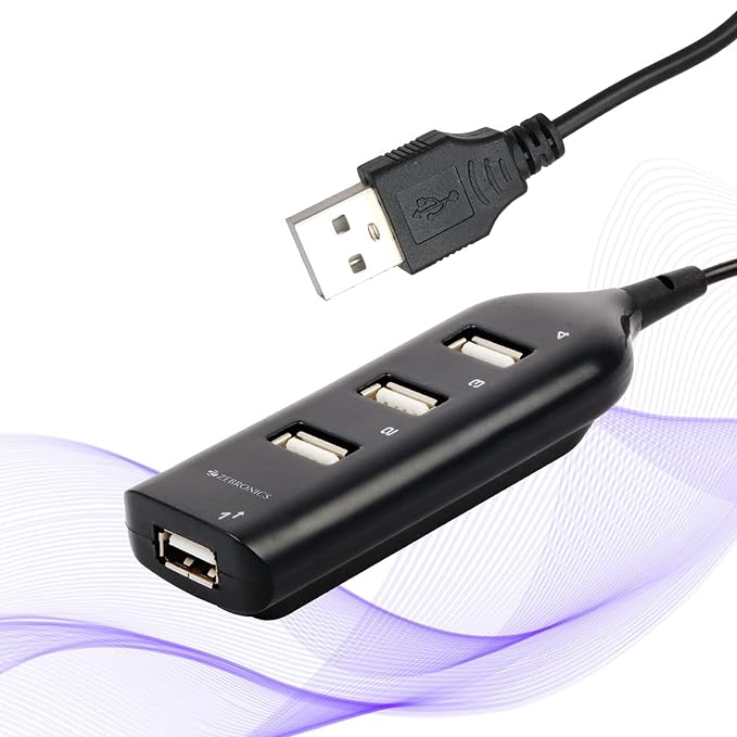 Zebronics ZEB-90HB USB Hub, 4 Ports, Pocket Sized, Plug & Play, for Laptop & Computers