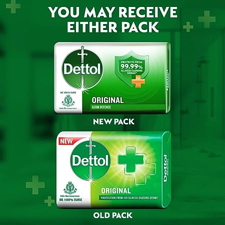Dettol Original Germ Protection Bathing Soap Bar (300gm) | Kills 99.99% germs, 75gm - Pack of 4