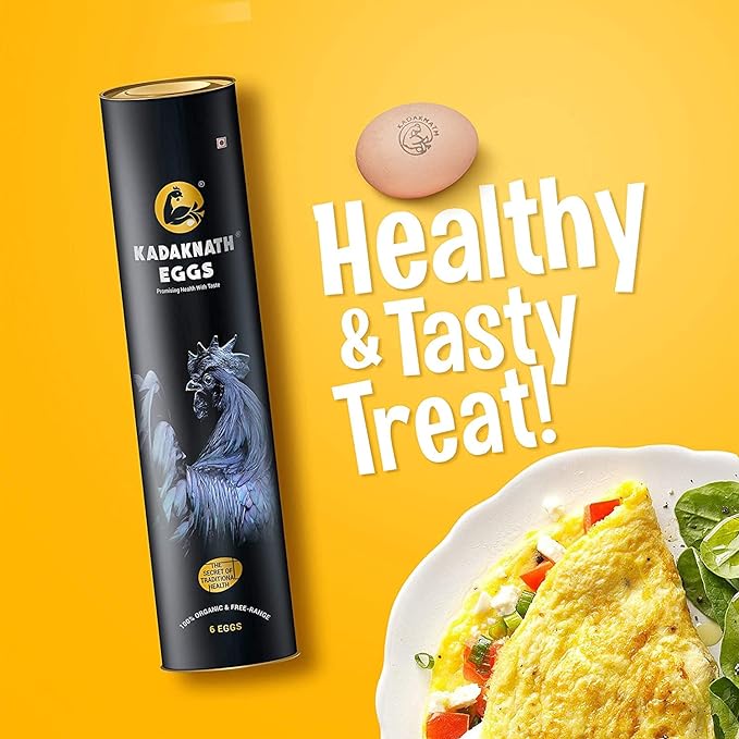 Kadaknath Premium Pack of Free Range Organic Pure Kadaknath Eggs, Fresh Table Eggs, High Protein Eggs. Rich in Iron Content, Low in Cholesterol (Pack of 6 Eggs)