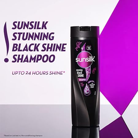 Sunsilk Stunning Black Shine Shampoo 360 ml, With Amla + Oil & Pearl Protein, Gives Shiny, Moisturised, Fuller Hair