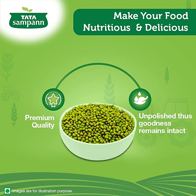 Tata Sampann Unpolished Green Moong Dal (Whole), 500g