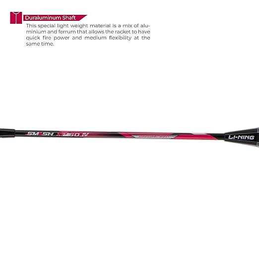 Li-Ning XP-60-IV Strung Aluminum Badminton Racket With Free Head Cover(Black/Pink,Set of 1)