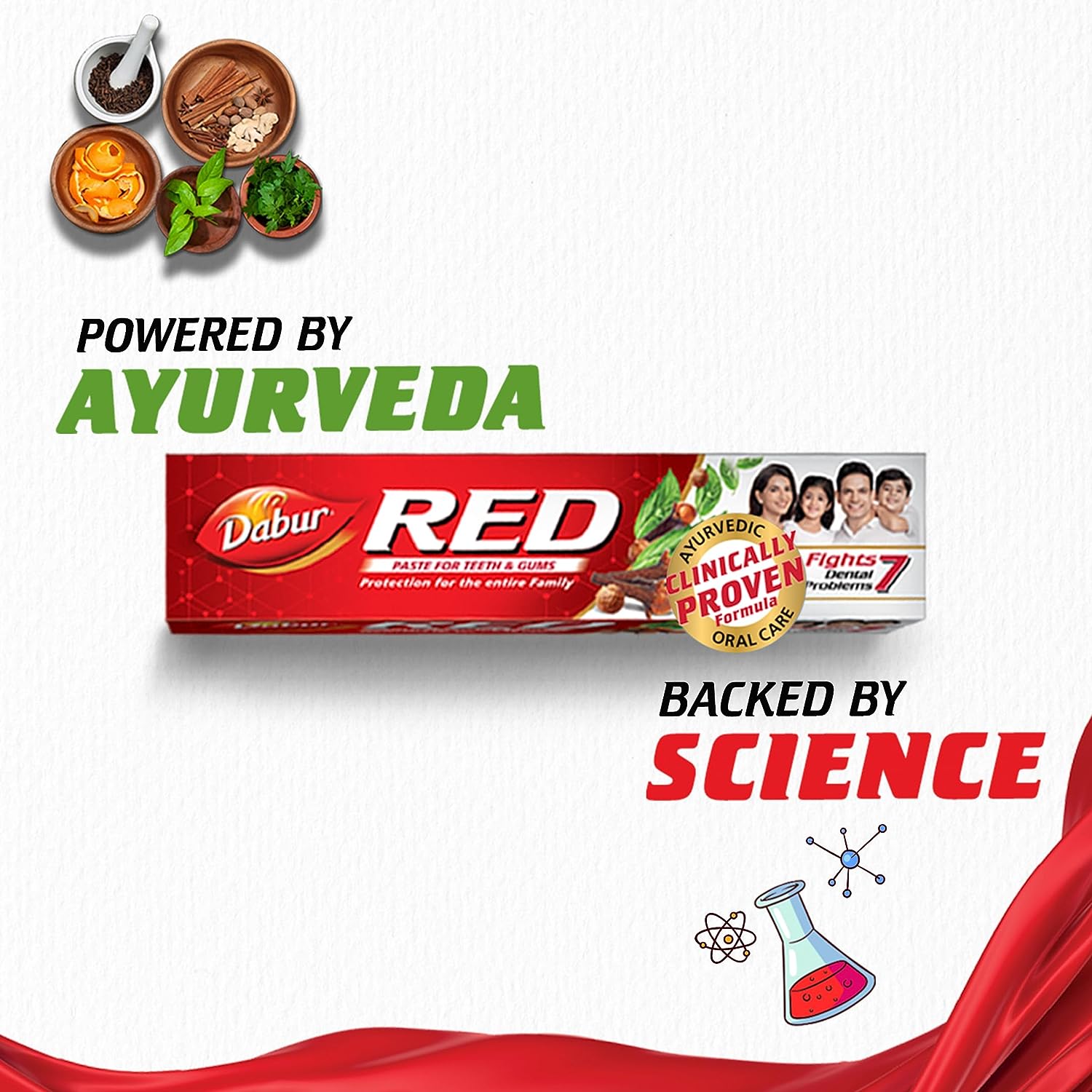 Dabur Red Toothpaste-600g (150gX4) | World's No.1 Ayurvedic Paste | Fluoride Free | Helps In Bad Breath Treatment, Cavity Protection, Plaque Removal | For Whole Mouth Health | Power Of 13 Potent Ayurvedic Herbs