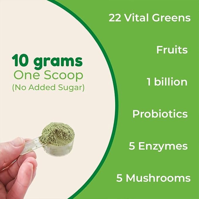 Rooted Actives Superfood Greens, Mushrooms & Herbs blend| (250 g), 22 Daily Greens & Fruits, 5 Mushrooms, Probiotics & Enzymes | Rich in vitamins, minerals, iron, fiber & antioxidants