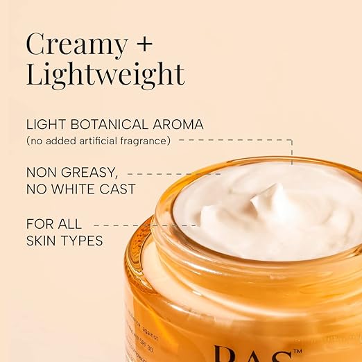 Ras Luxury Oils Super Charge Day Cream with Multivitamin SPF 30 PA++++ Reduces Dark Spots & Pigmentation Moisturizer for Glowing Skin with 72HR Hydration, Ceramides & Protection from UVA & UVB