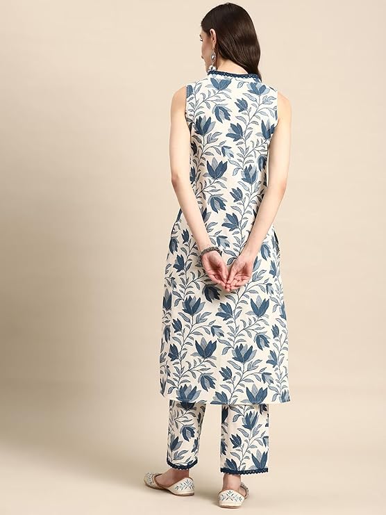 rytras Women's Cotton Printed Straight Kurta and Pant Set