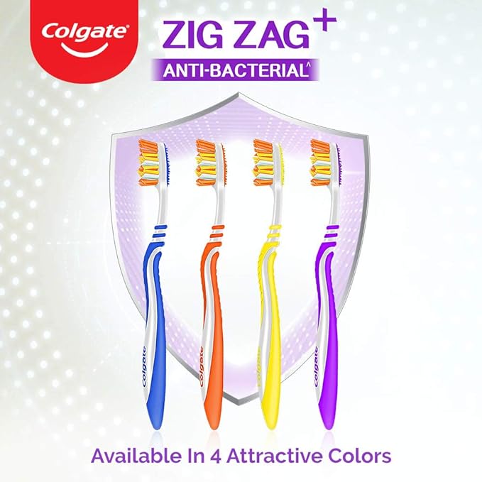 Colgate ZigZag Toothbrush for adults -Manual, Multicolor, Medium (Buy 2 Get 1)